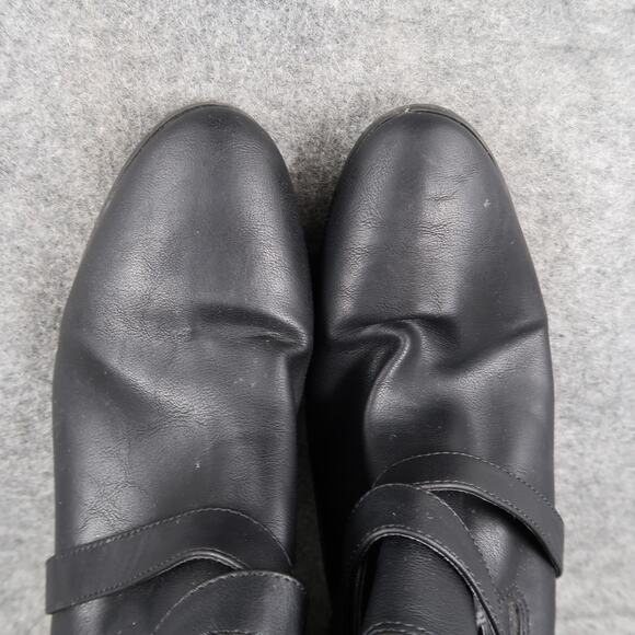 Booties Shoes Womens 9.5 Ankle Boots Casual Classic Black Western Zip Buckle - Picture 9 of 13